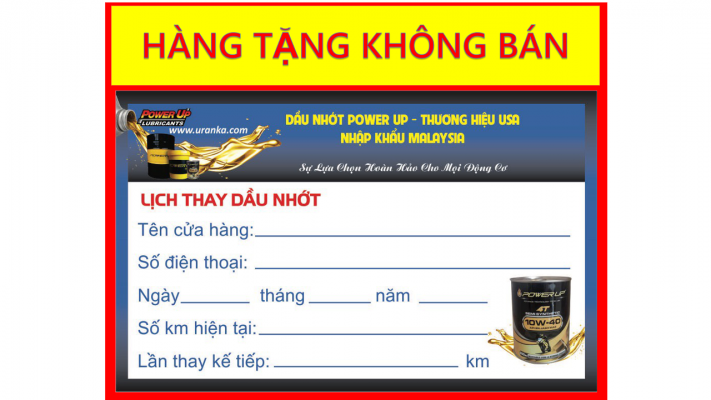 Quà Khuyến Mại khi mua Nhớt Power UP