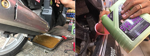 Nhớt xe máy bị vào nước