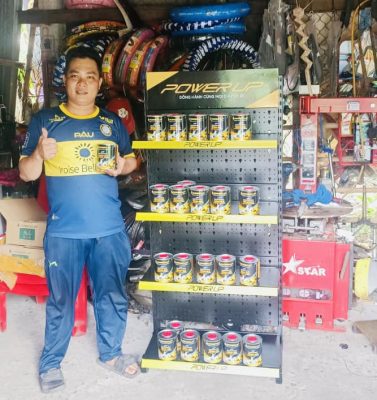 Thiết kế kệ nhớt Power Up bằng thép sơn tĩnh điện, bền đẹp và chắc chắn