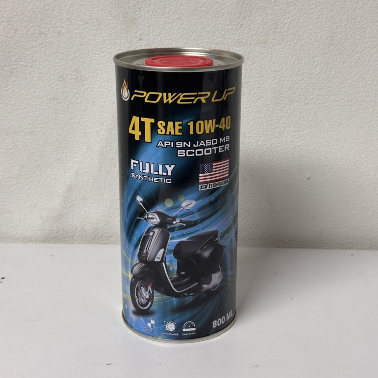 Mặt trước lon Power Up Scooter 800 ml ghi SAE 10W-40, API SN và JASO MB